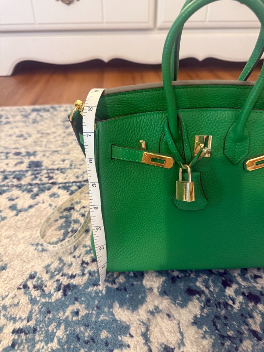 Ainifeel Green Leather Tote Bag - Picture 4 of 10